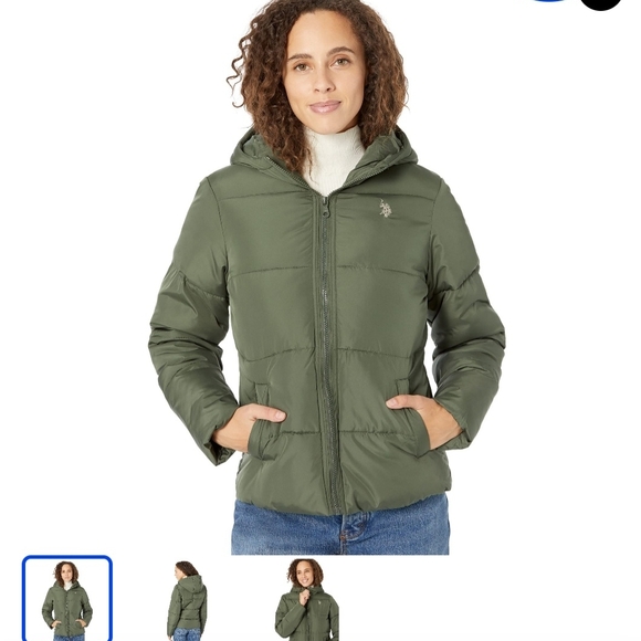 us.polo assn. Jackets & Blazers - Green Hooded Puffer Coat